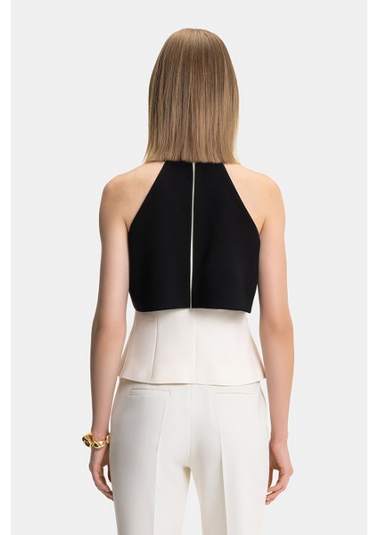 Ecru Halter Neck Sleeveless Blouse fiyatları