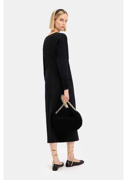 Black Long Sleeve Midi Dress fiyatları