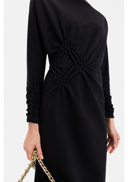 Black Long Sleeve Midi Dress fırsatları