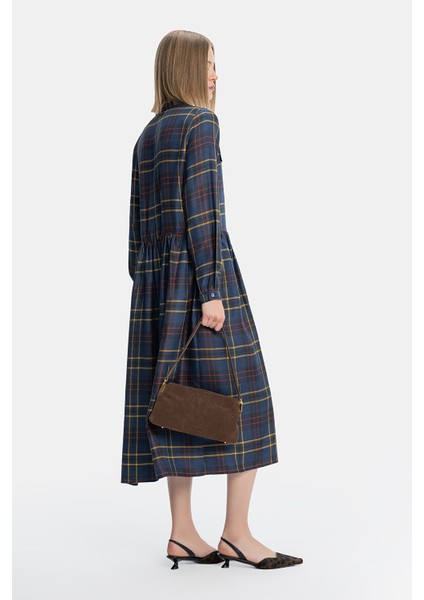 Navy Plaid Silk Dress fiyatları