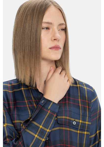 Navy Plaid Silk Dress modelleri