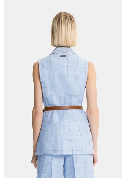 Vakko By Peserıco Blue Linen Vest fiyatları