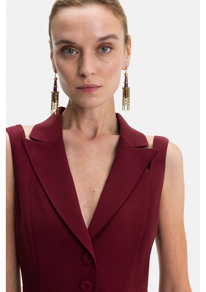 Burgundy Sleeveless Dress modelleri
