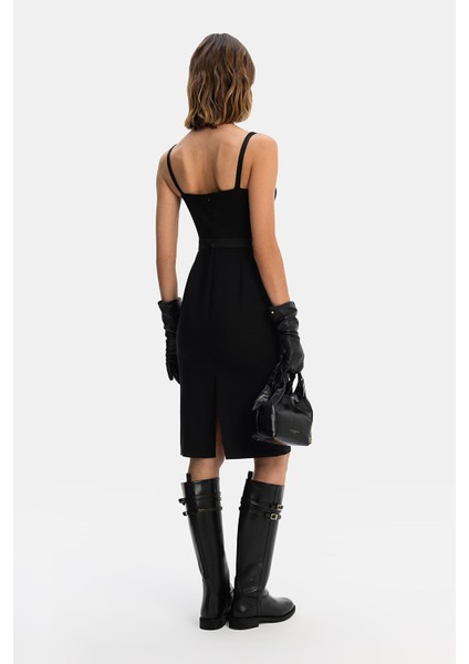 Black Strappy Midi Dress fiyatları