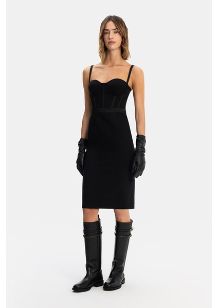 Black Strappy Midi Dress fırsatları