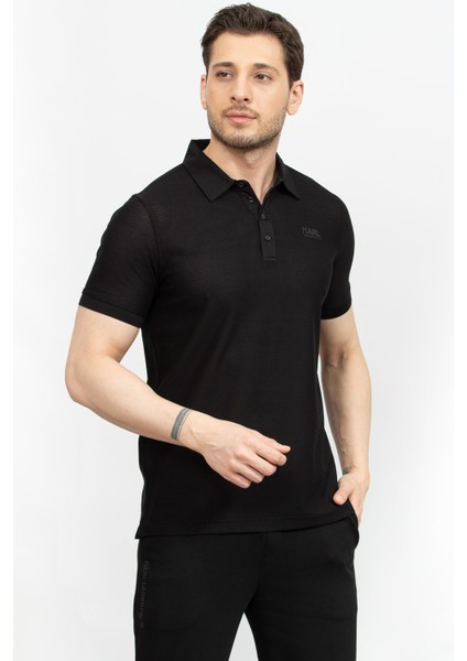 Men's Polo Collar T-Shirt Black fiyatları