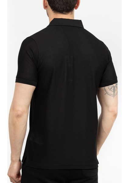 Men's Polo Collar T-Shirt Black modelleri
