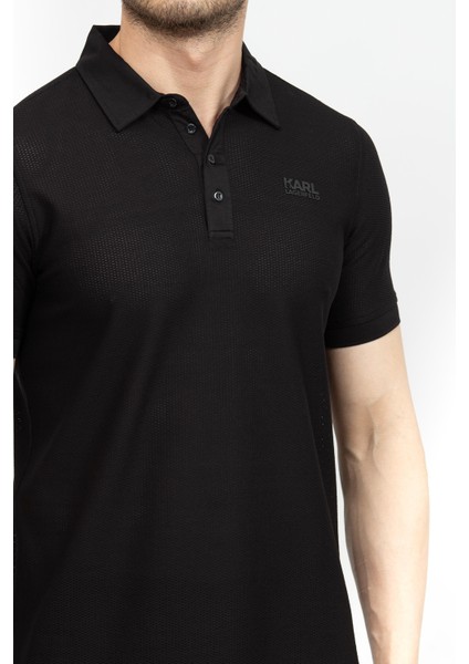 Men's Polo Collar T-Shirt Black fırsatları