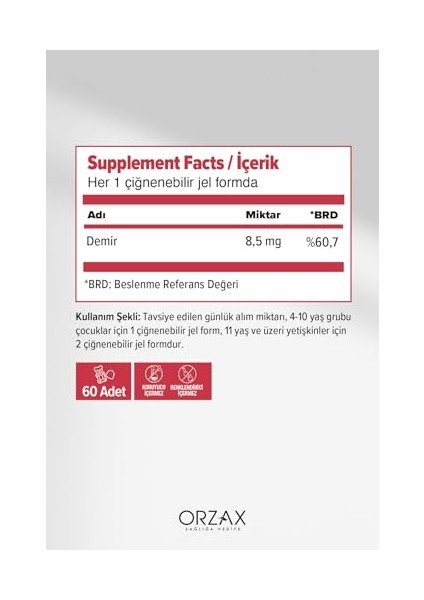 Ocean Gummies Iron, Çiğnenebilir Jel Form fiyatları
