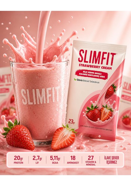 Çilek Aromalı Yüksek Proteinli Öğün Tozu Shake, 30 Şase modelleri