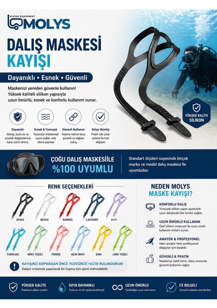 Molys Dalış Maskesi Kayışı (Pastel Lila) fiyatları
