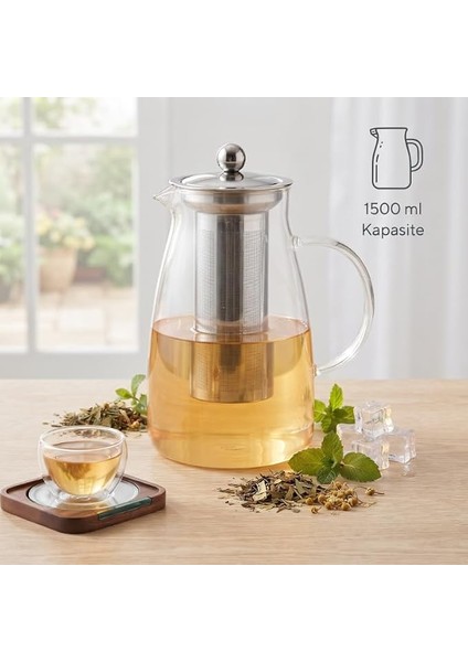 Sürahisi - 1500 ml - Paslanmaz Çelik Filtre - Cam fiyatları