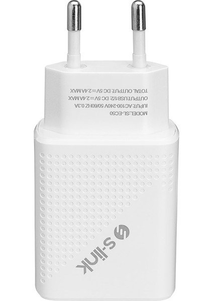 SL-EC50T 5V 2.4A Hızlı Şarj Adaptörü Type-C Kablolu 2 USB Beyaz Renkli modelleri