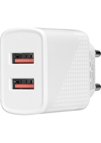 SL-EC50T 5V 2.4A Hızlı Şarj Adaptörü Type-C Kablolu 2 USB Beyaz Renkli fırsatları