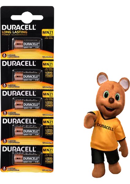 Duracell MN21 23A 12 Volt Alkalin Garaj Kumandası Pili 50mAh 5'li Uzun Süreli Güç