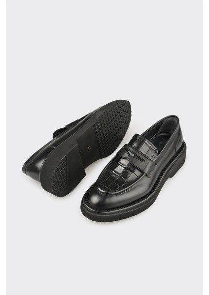 Black Leather Men's Casual Shoes modelleri