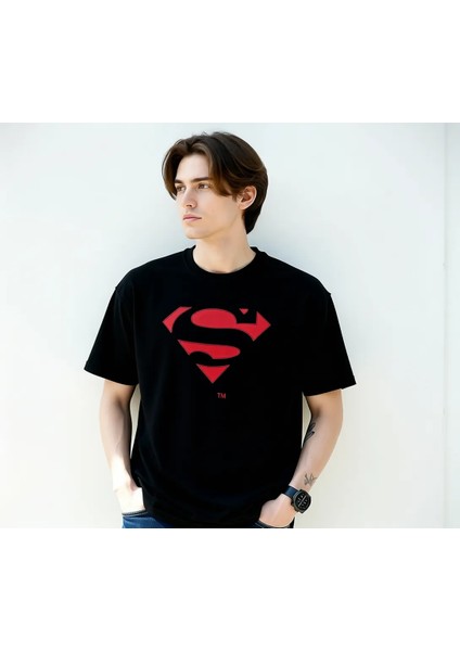 Superman Baskılı Siyah Tişört 066875-900