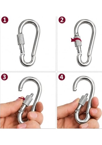Metal Vidalı Karabina 6 mm 5 Adet modelleri