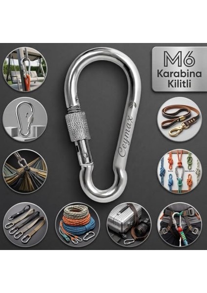Metal Vidalı Karabina 6 mm 5 Adet indirimleri