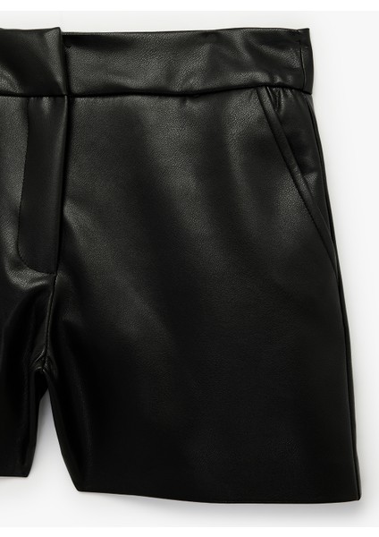 Cepli Slim Fit Suni Deri Mini Şort modelleri