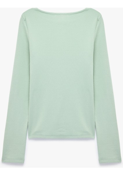 Slim Fit Pamuklu Kayık Yaka Uzun Kollu Basic Bluz fiyatları