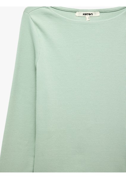 Slim Fit Pamuklu Kayık Yaka Uzun Kollu Basic Bluz modelleri