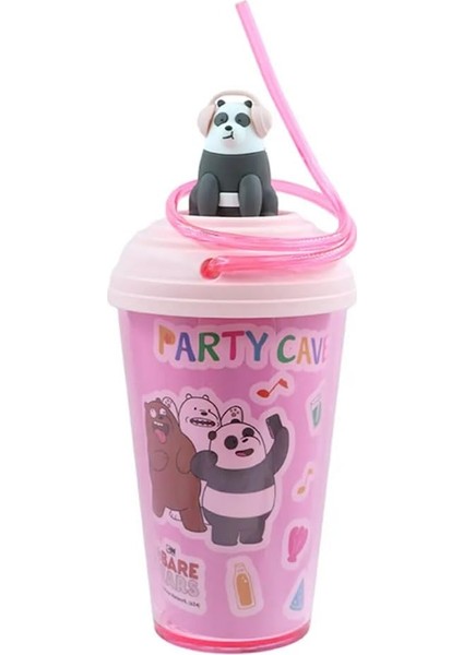 We Bare Bears Lisanslı Döndürülen Pipetli Plastik Bardak (480 Ml) - Panda fırsatları