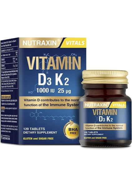 D3K2 120 Tablet - 1000 Iu D3 Vitamini, 25 Mcg K2 Vitamini fırsatları