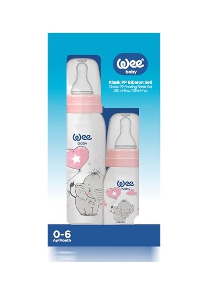 Klasik Pp Biberon Seti 125 ml + 250 ml Pembe 0-6 Ay modelleri