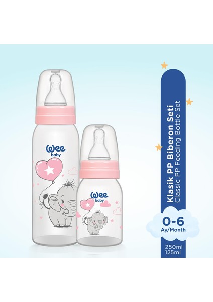 Klasik Pp Biberon Seti 125 ml + 250 ml Pembe 0-6 Ay indirimleri