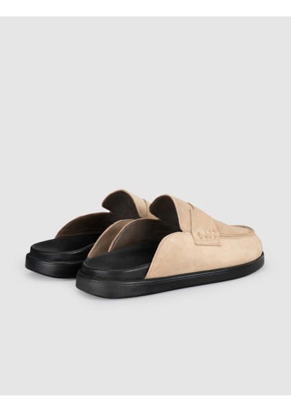 Hakiki Deri Bej Erkek Loafer Terlik modelleri