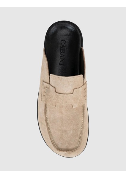 Hakiki Deri Bej Erkek Loafer Terlik