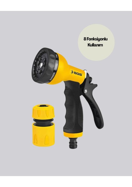 Ayarlanabilir Basınçlı 8 Modlu Bahçe Sulama Tabancası Hortum Aparatı modelleri