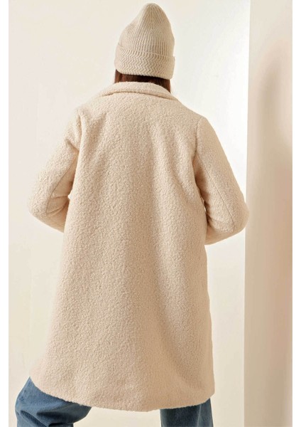 Oversize Kaşe Ekru Kadın Kaban 9082 indirimleri