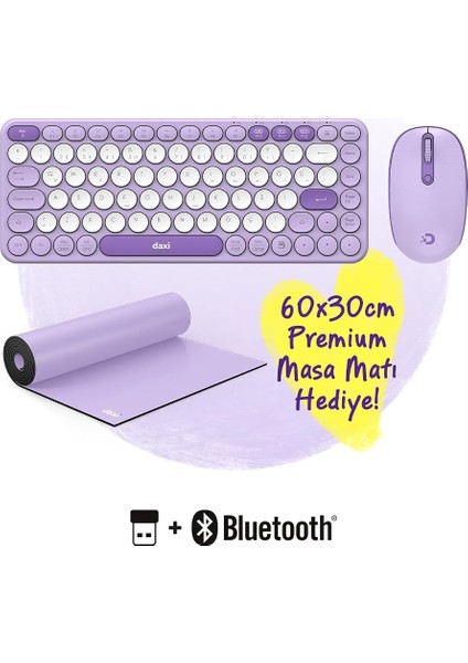 MK350 Creator Pro Combo Sessiz 3 Kanallı Bluetooth + 2.4g Wireless Türkçe Q Klavye Mouse Seti (Lila) fiyatları