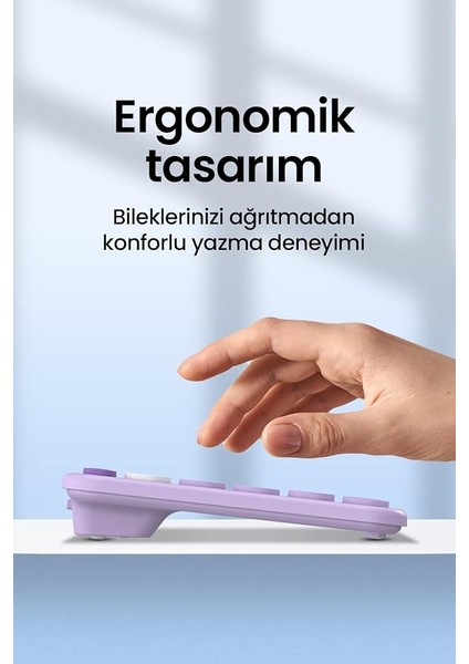 MK350 Creator Pro Combo Sessiz 3 Kanallı Bluetooth + 2.4g Wireless Türkçe Q Klavye Mouse Seti (Lila) indirimleri