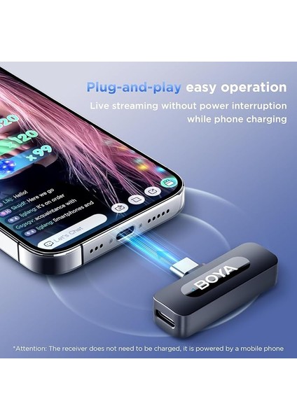 BY-V20 Android Uyumlu Ikili Kablosuz Mikrofon Type-C