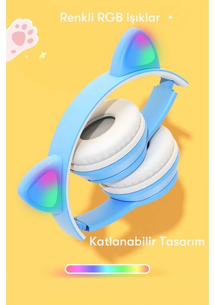 P47M Kablosuz Kedi Kulaklık - Mor fiyatları