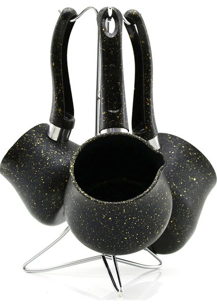 4pcs 230-280-380ML Granit - Çelik Cezve Renkli Metal Standlı fiyatları