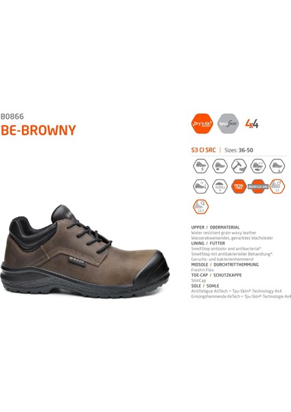 B0866 Classic Plus Be-Browny S3 Cı Src Kompozit Burun Iş Ayakkabısı modelleri