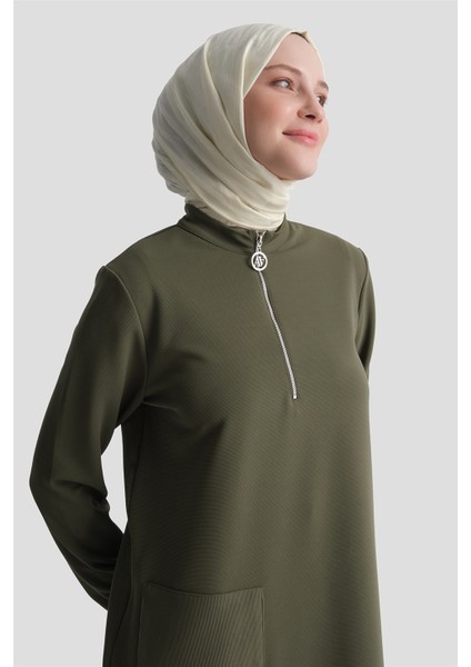Cep Detaylı Basic Tunik Haki fırsatları