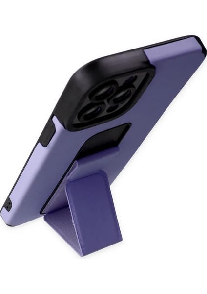 Apple iPhone 12 Pro Max Kılıf Mega Standlı Silikon - Lila modelleri