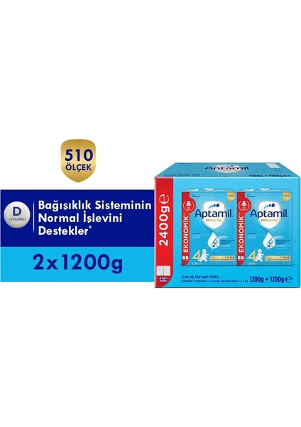 Aptamil 4 Prebiyotikli Çocuk Devam Sütü 1200 Gr x 2 Adet 2400 Gr