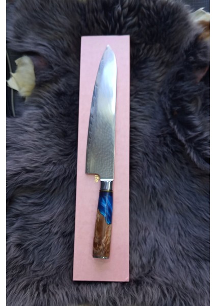 Ithal Paslanmaz Damascus Premium Dev Boy Japon Şef Bıçağı