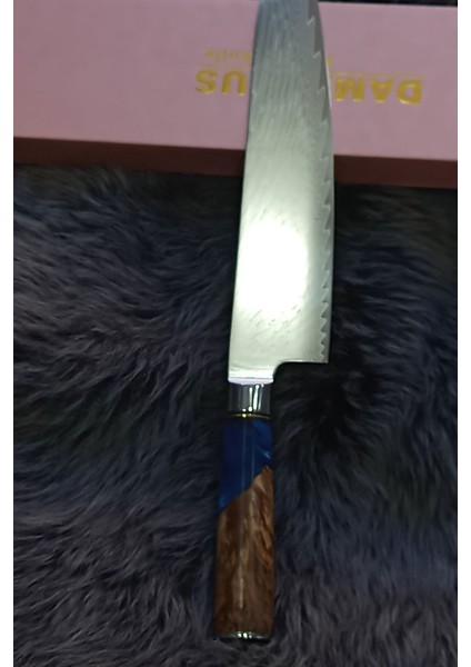 Ithal Paslanmaz Damascus Premium Dev Boy Japon Şef Bıçağı