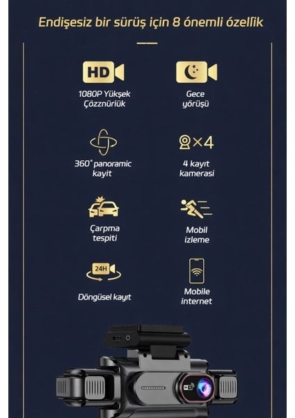 360° Wifi Quad Araç Kamerası modelleri