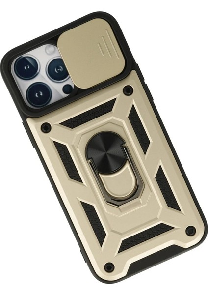 Apple iPhone 13 Pro Kılıf Pars Lens Yüzüklü Silikon - Gold modelleri