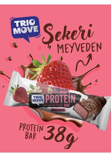 38 Gram Protein Bar - Çilekli %28 Protein, 38 G x 9 Adet Trio Move modelleri