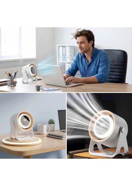 Ergonomik LED Işıklı Duvara Monte Edilebilen Şarjlı Masaüstü Fan fiyatları
