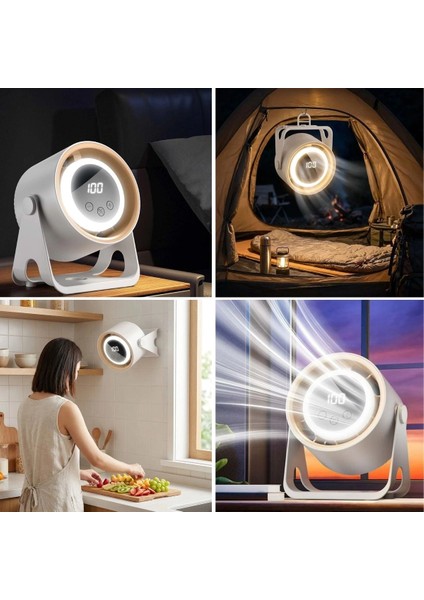 Ergonomik LED Işıklı Duvara Monte Edilebilen Şarjlı Masaüstü Fan fırsatları